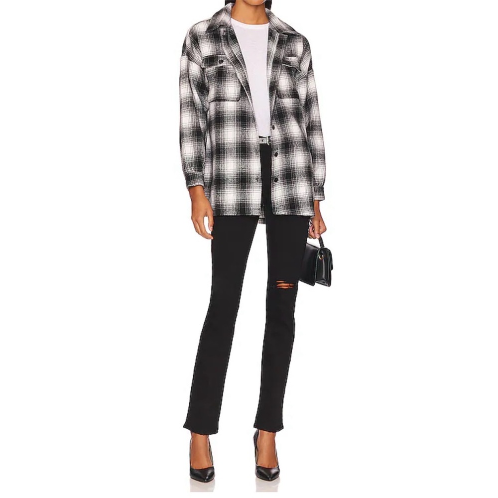 Lovers + Friends “Harlow” Flannel Shacket in Black & White, size XS